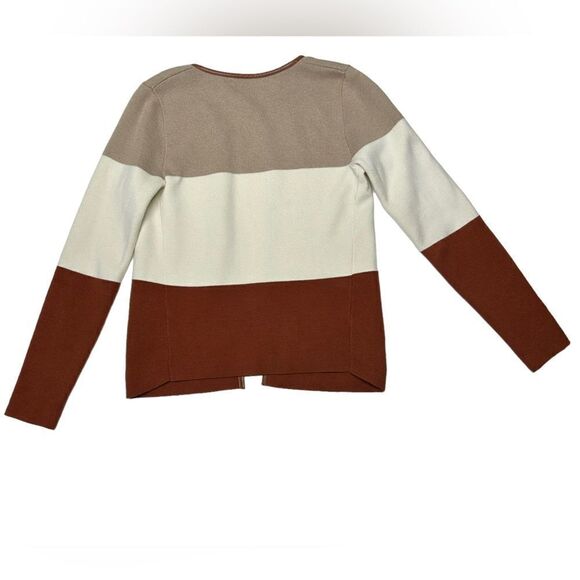 Banana Republic Silk Blend Color Block Cardigan Fall Colors Beige Dark Orange - Picture 9 of 9